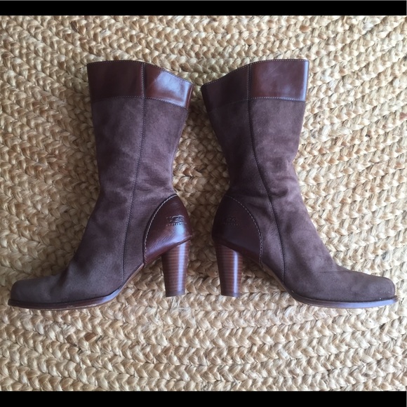 UGG Mid-Calf Suede & leather boots, wooden heel, 7 - Picture 5 of 14